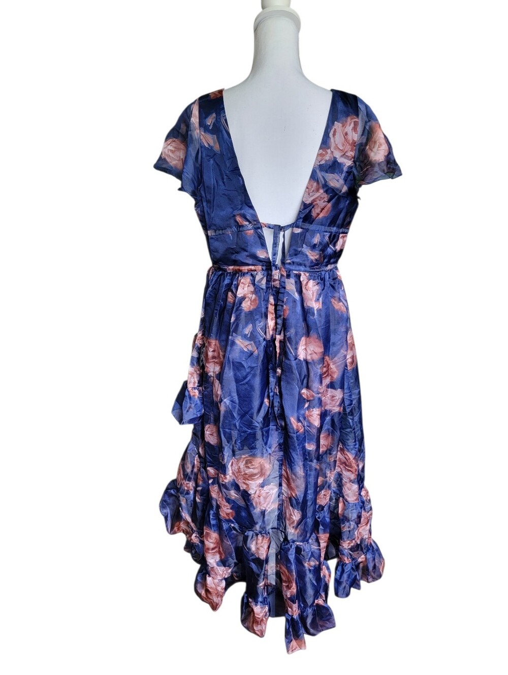 Lulus Floral Navy V-Neck Ruffle Midi Dress - Picture 8 of 13